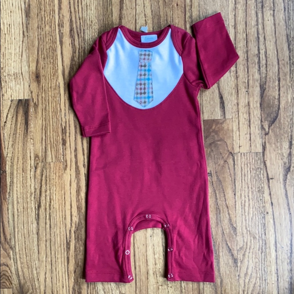 Red Baby sleeper with tie